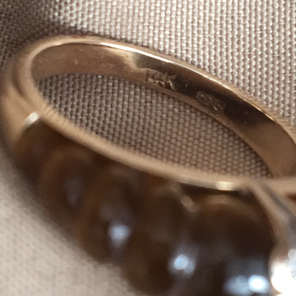 SALE! Tiger Eye/Diamond Dome Ring 14k! Sz 7 - Picture 4 of 4